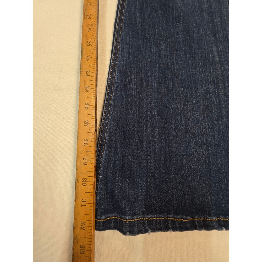 KanCan Women 2XL Dark Wash Flare Jeans Mid Rise Raw Hem Plus Size boho indie Y2K - Picture 7 of 8